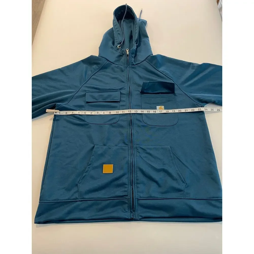 Carhartt Full Zip Hooded Jacket Blue Workwear Utility Performance Pocket Mens XL